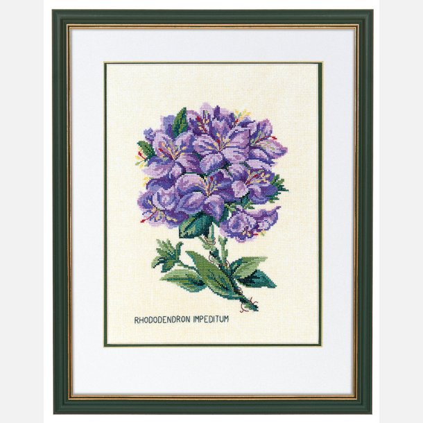 Broderi Rhododendron i lilla