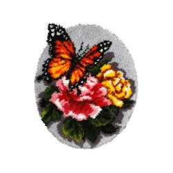 Ryat�ppe blomster og sommerfugl (oval)