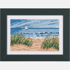 Broderi sejlskibe og strand