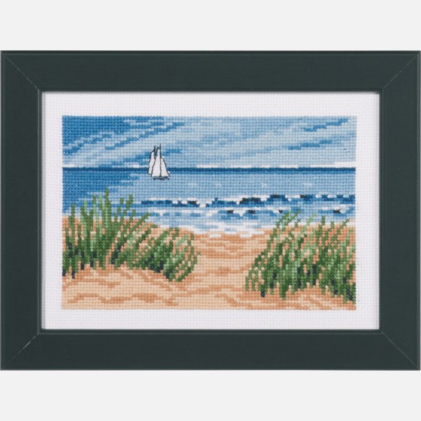 Broderi sejlskibe og strand